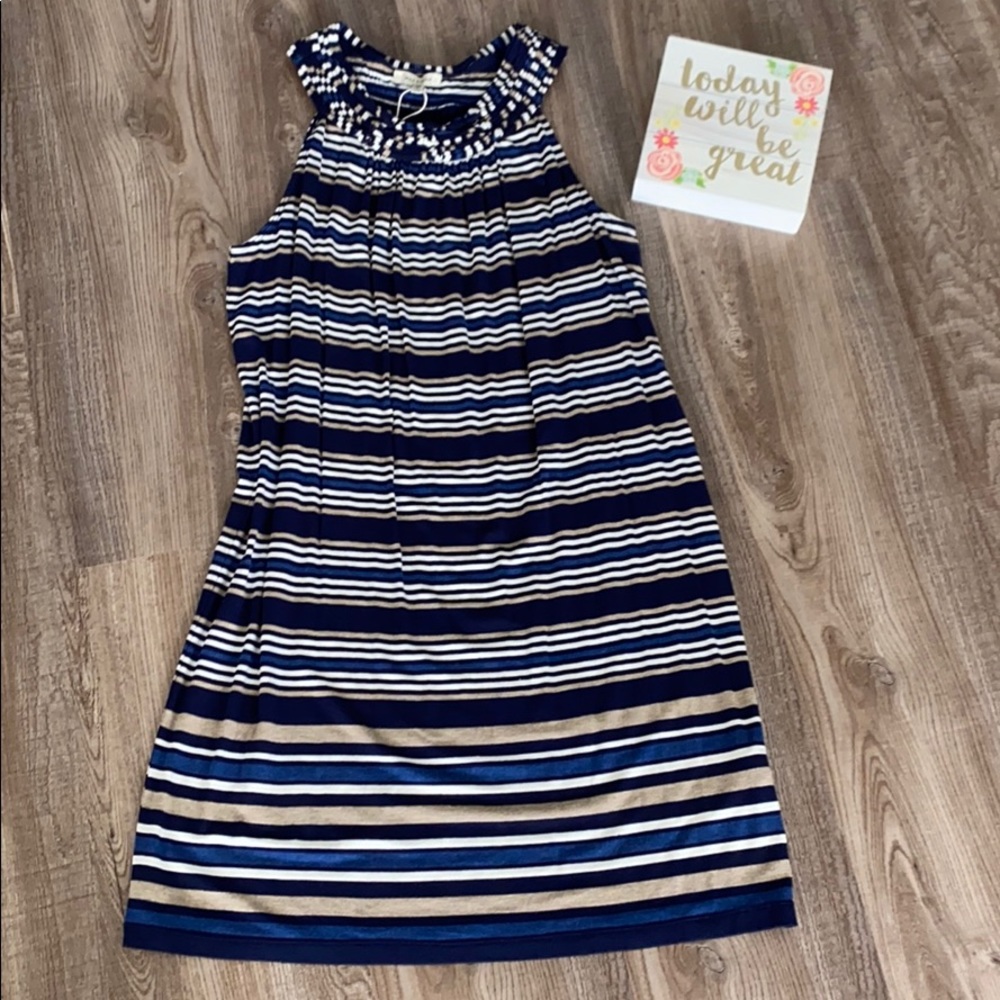 New! Max Studio Nautical Striped Tank Dress
